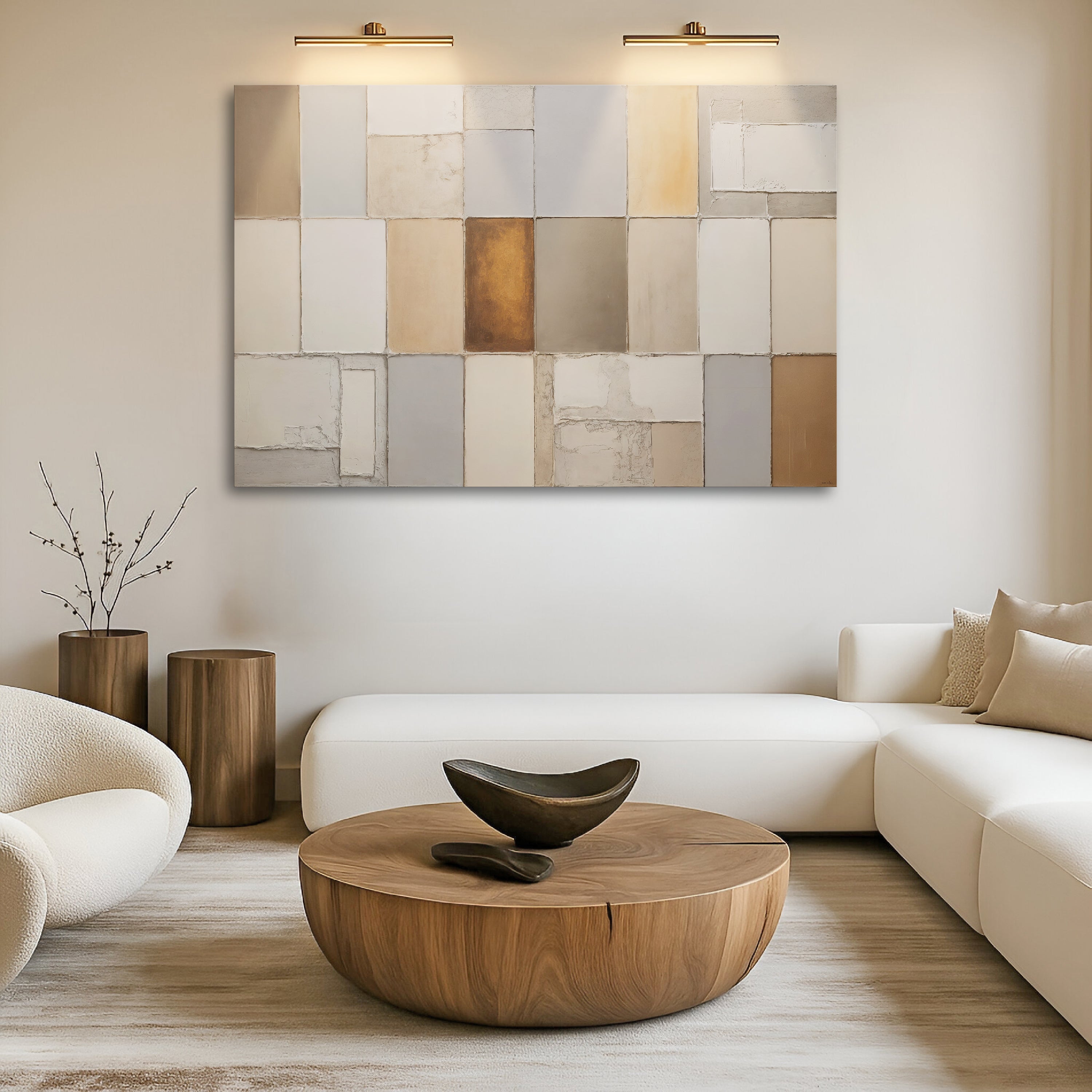 Erdtöne Patchwork Geometrische Wandkunst