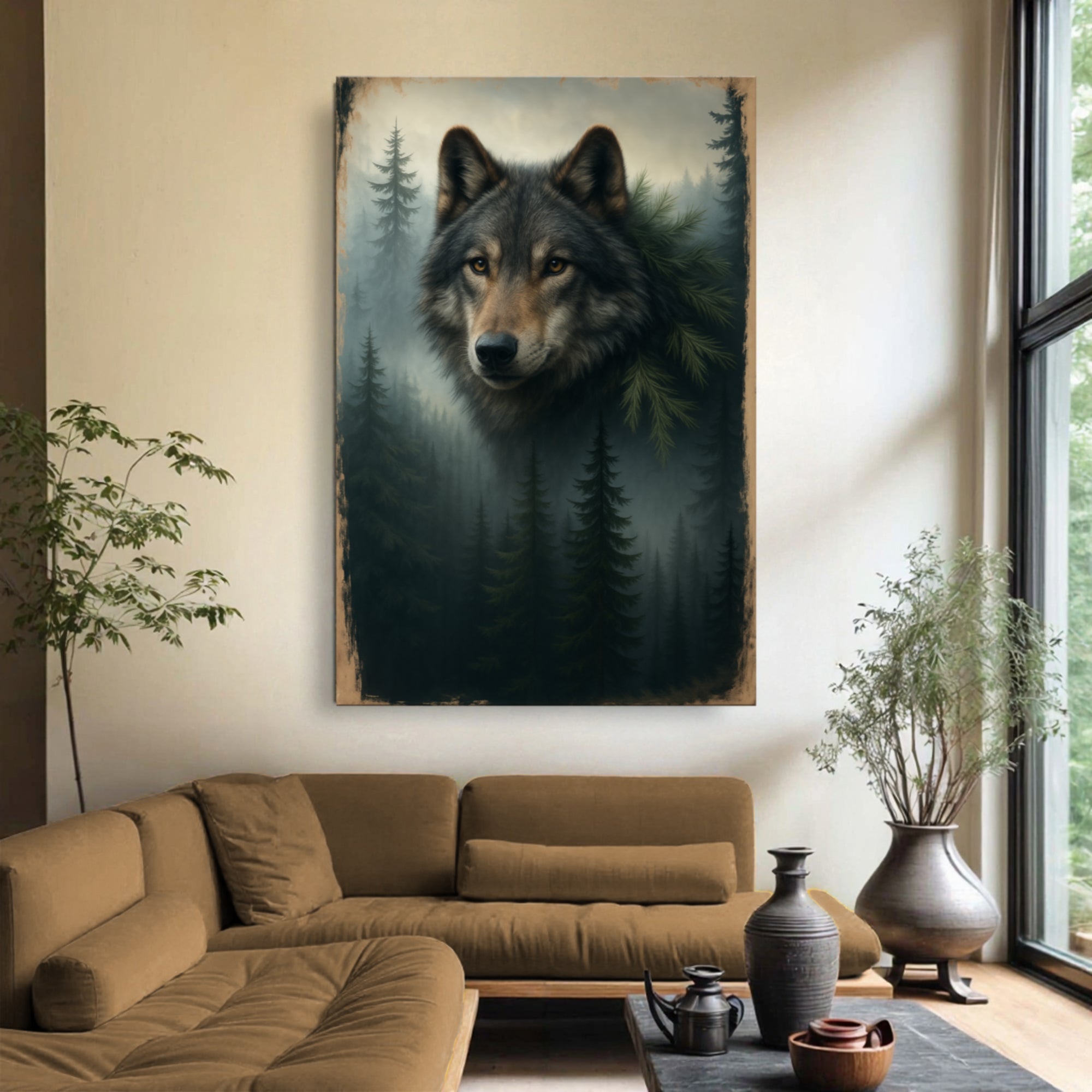 Wolf Doppelbelichtung Wandkunst V