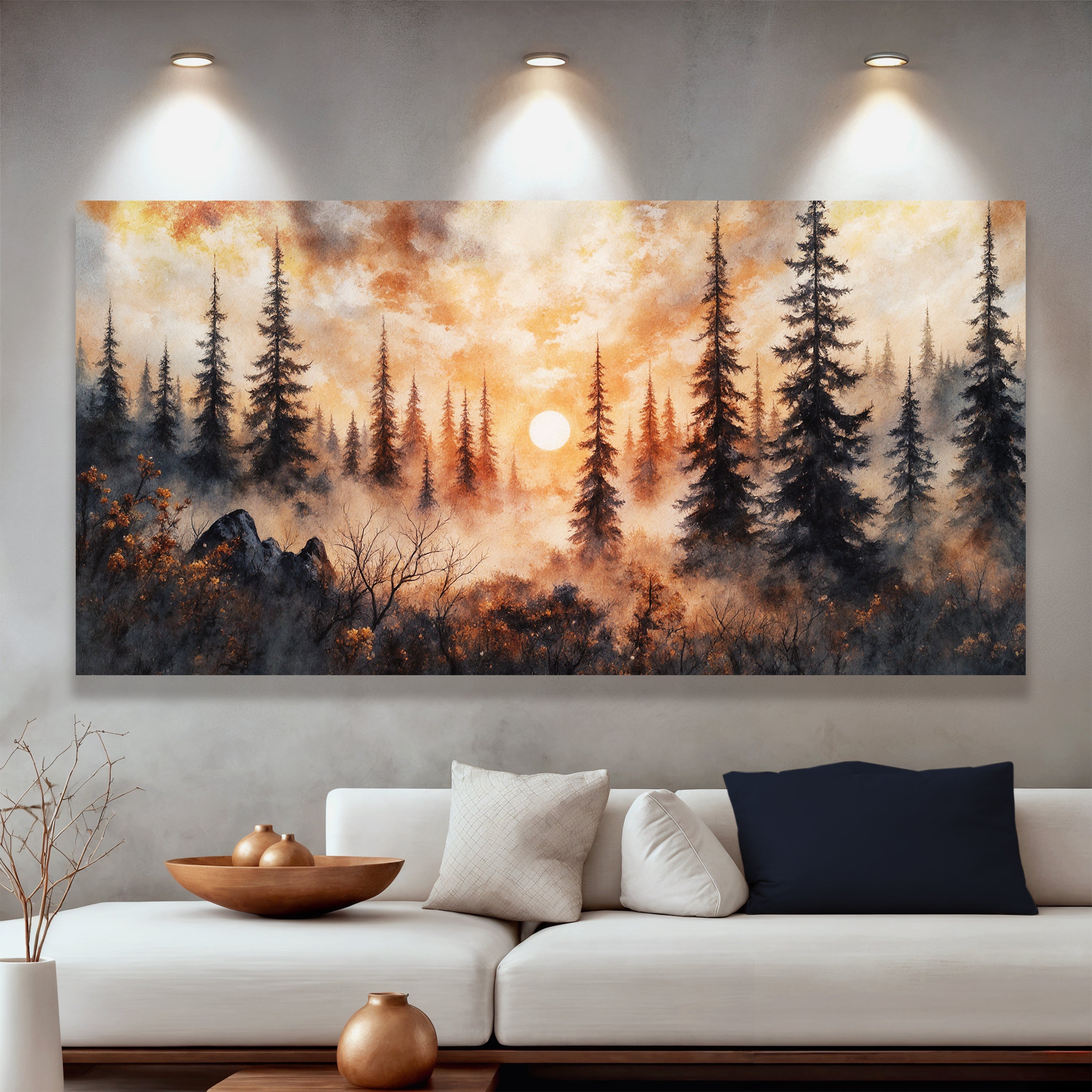 Wandbild „Rustikaler Waldsonnenuntergang“