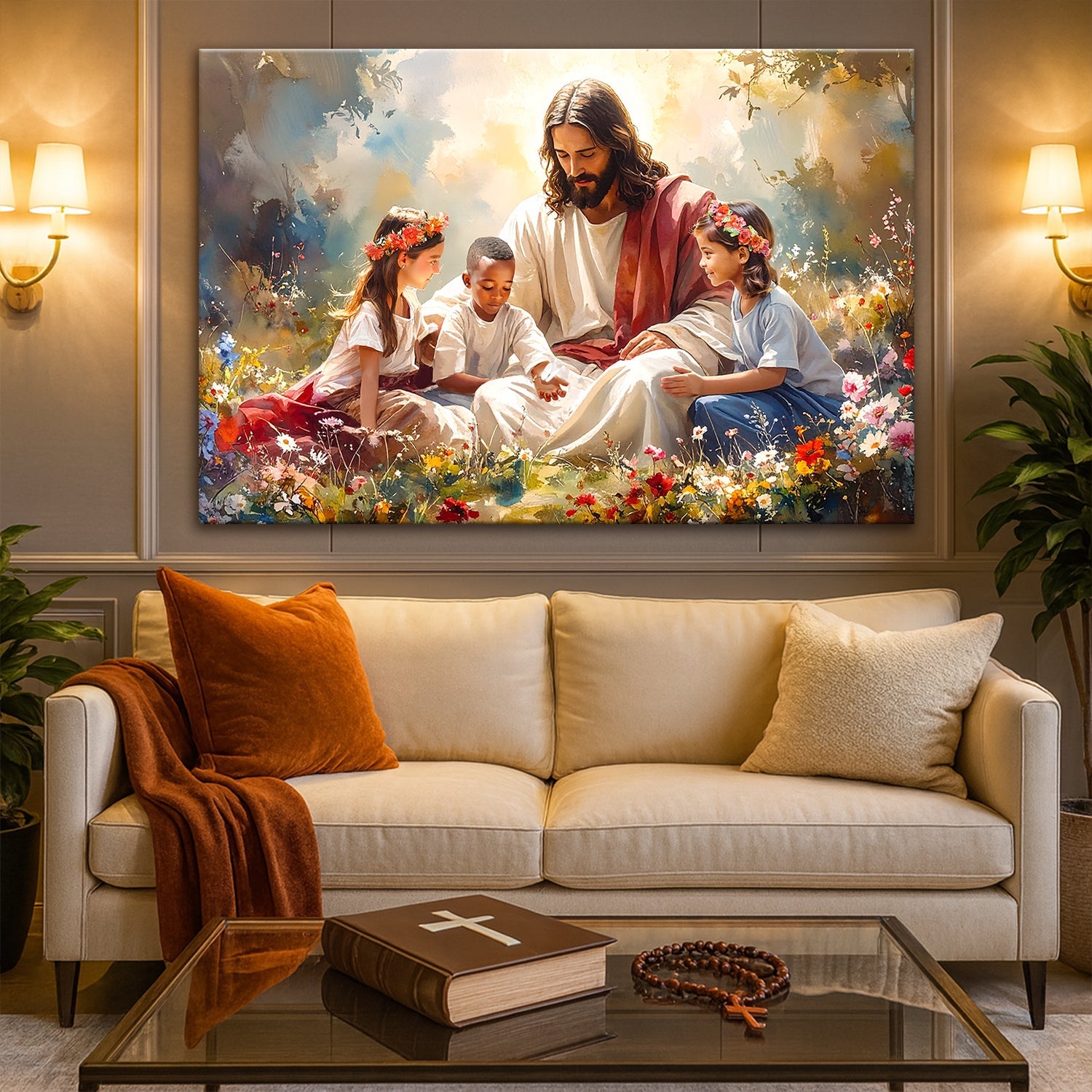 Jesus mit Kindern Glaube Wandbild IX