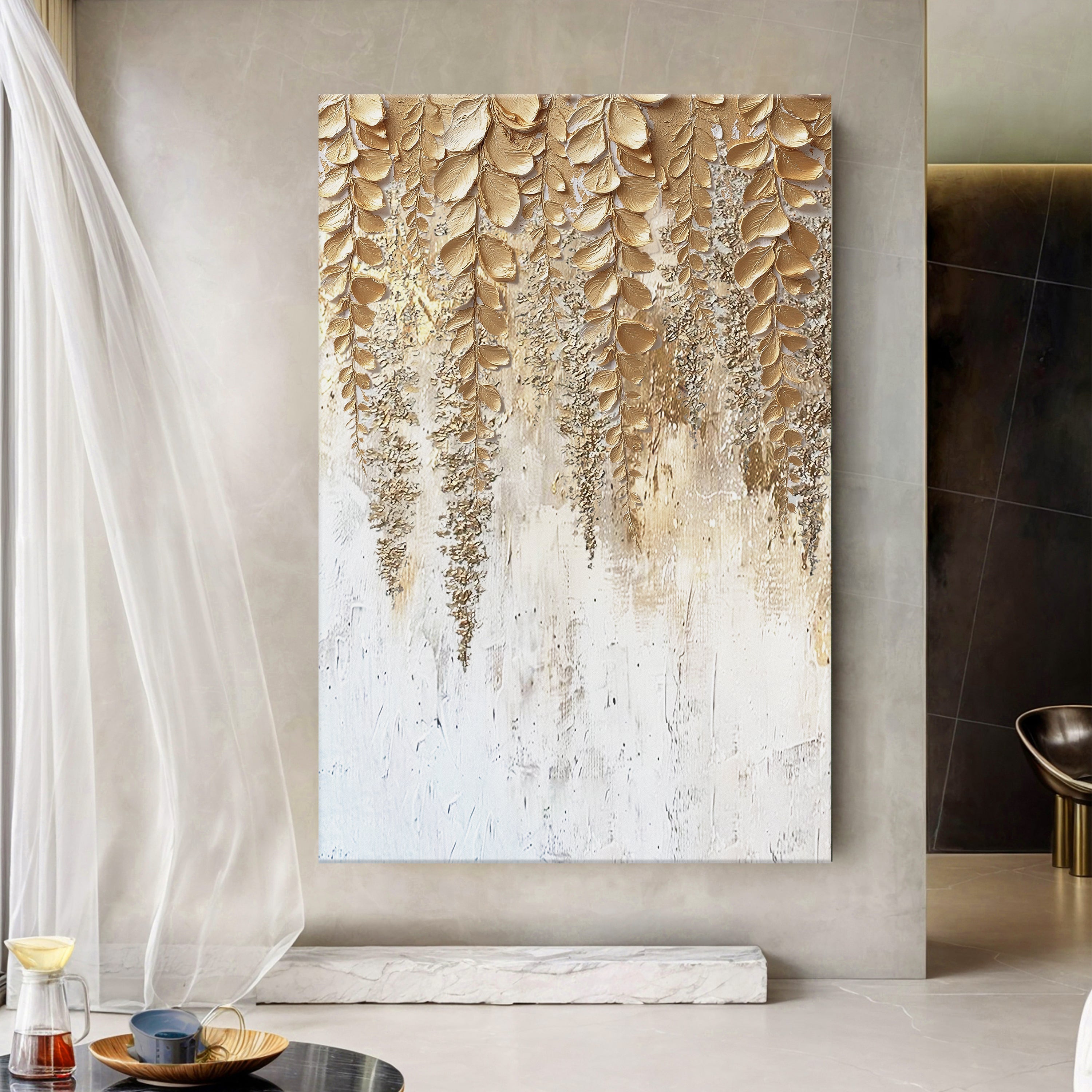 Goldene Wisterien-Wandkunst