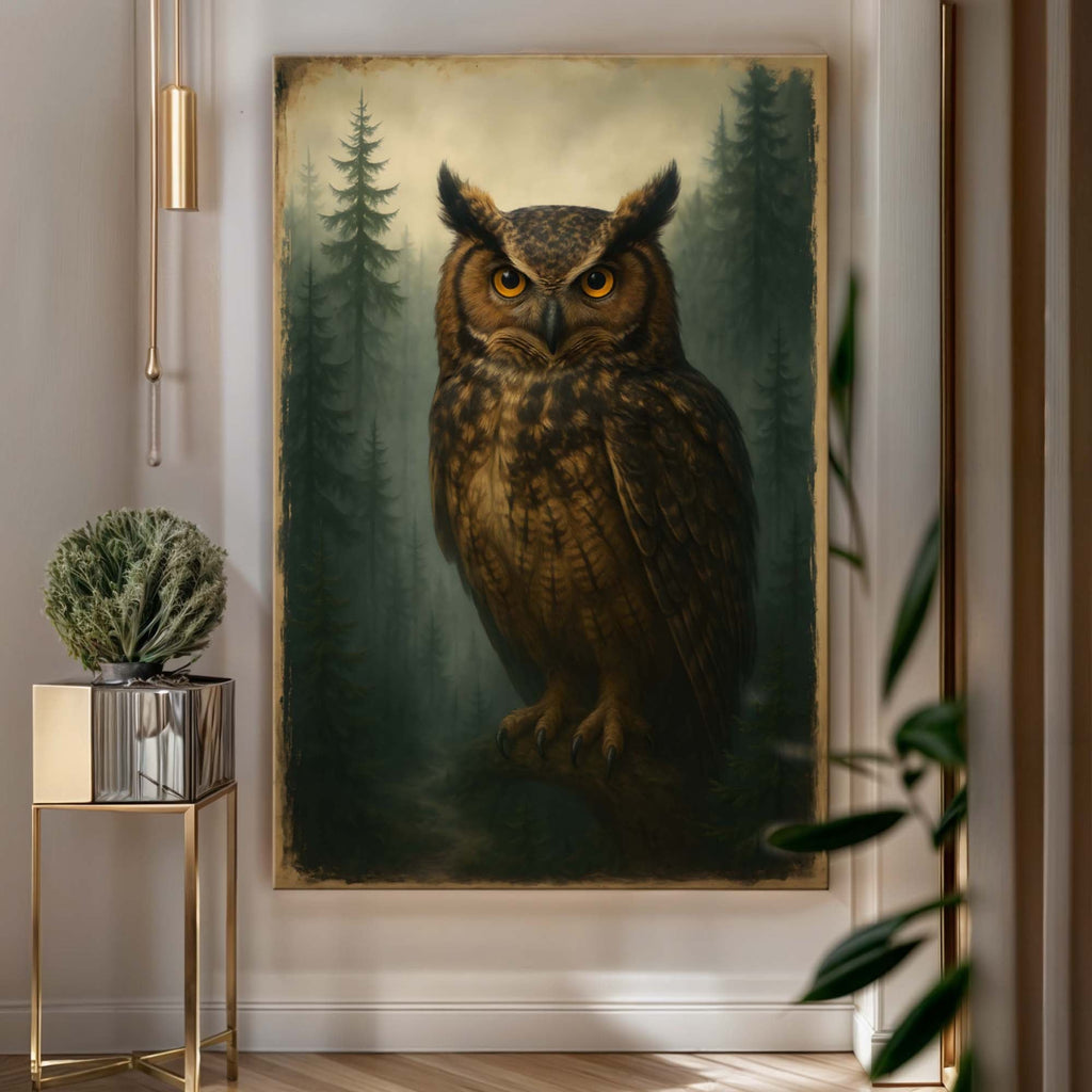 Uhu-Wandkunst „Wächter des Waldes“