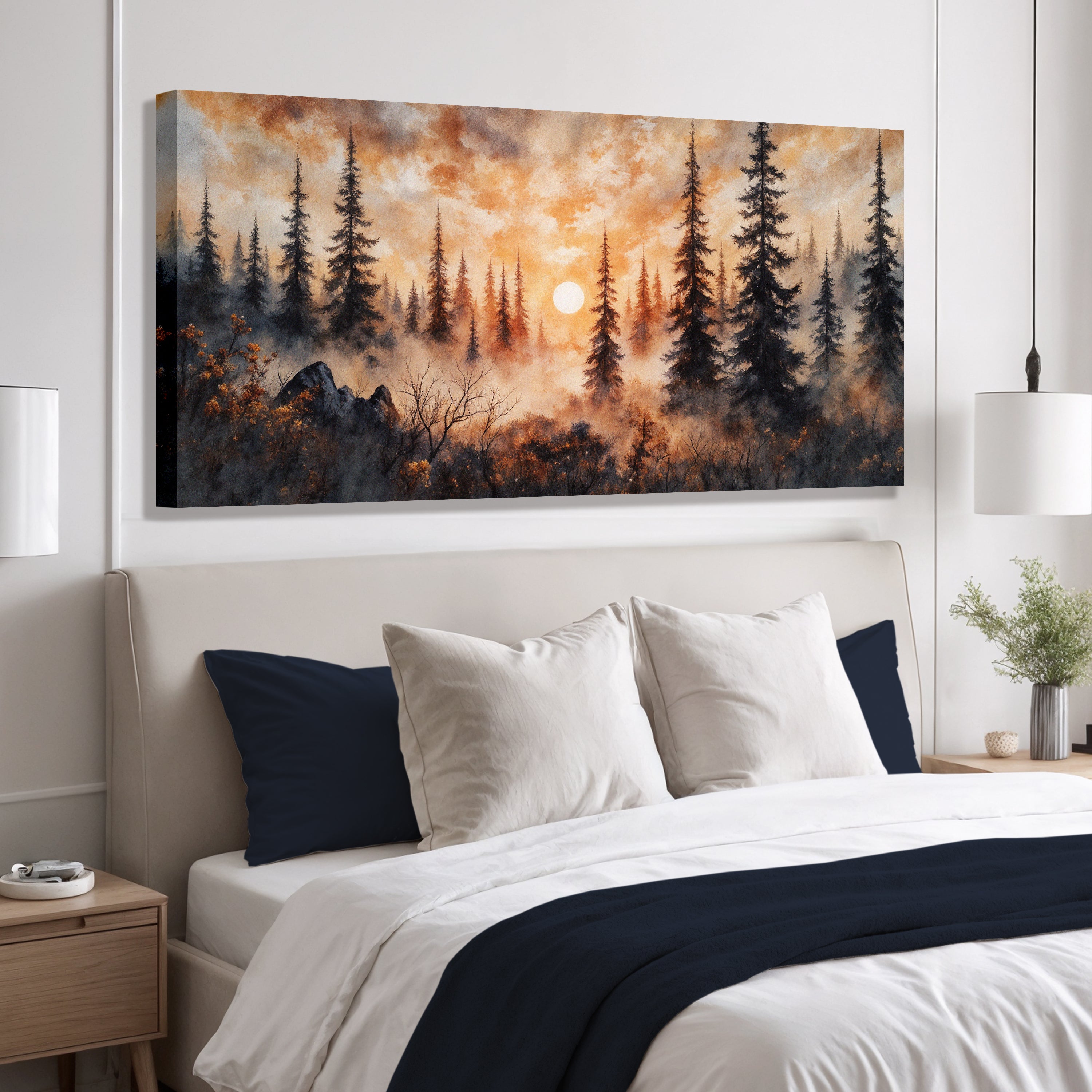 Wandbild „Rustikaler Waldsonnenuntergang“