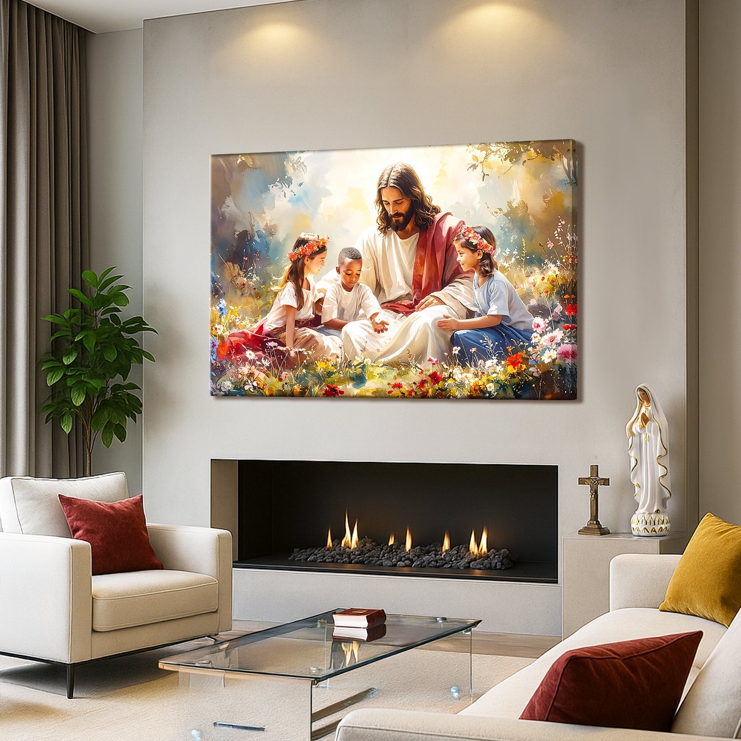 Jesus mit Kindern Glaube Wandbild IX