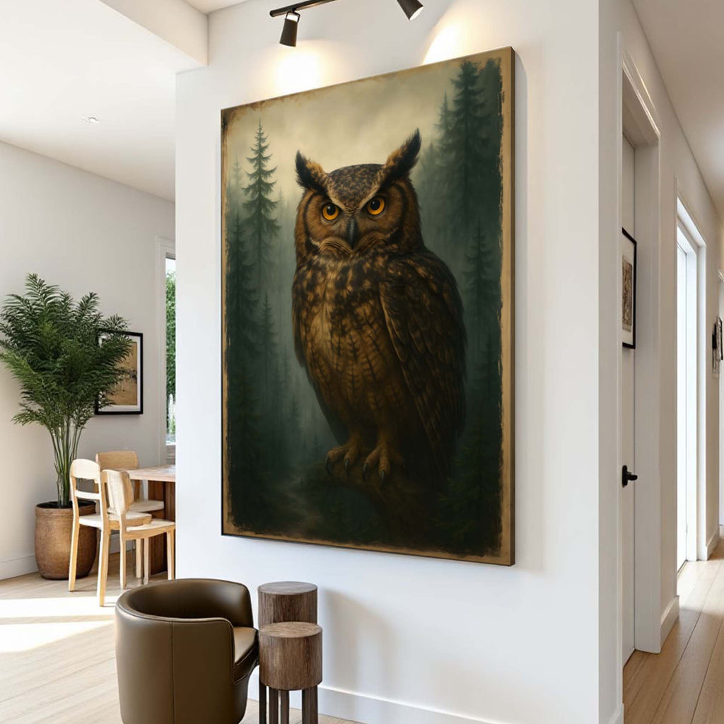 Uhu-Wandkunst „Wächter des Waldes“