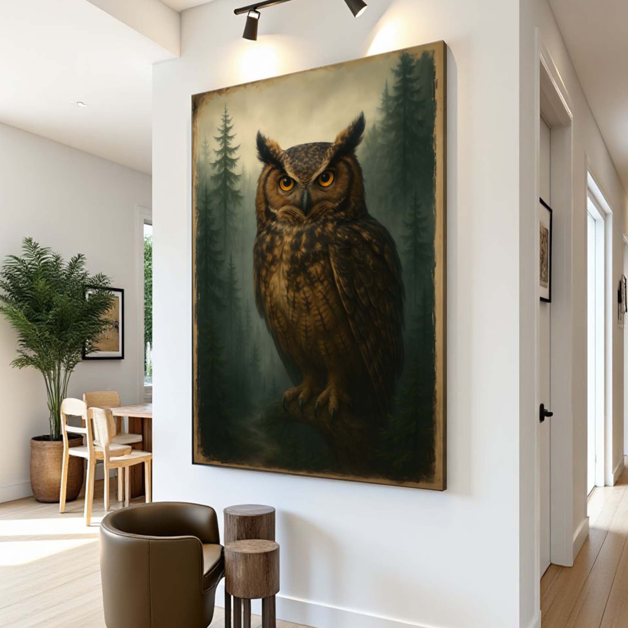 Uhu-Wandkunst „Wächter des Waldes“