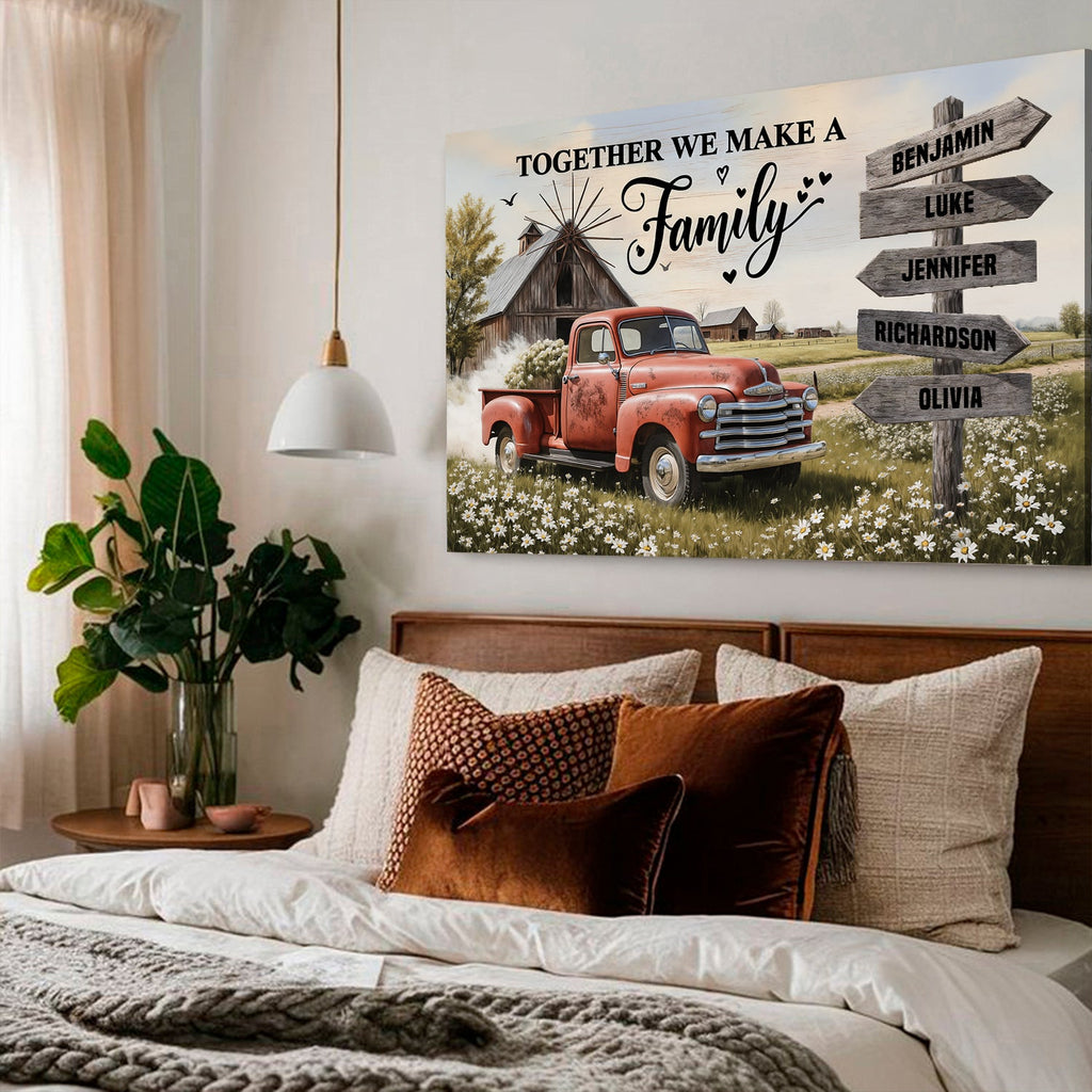 Personalisiertes Familien-Bauernhaus Alter Truck Wandbild