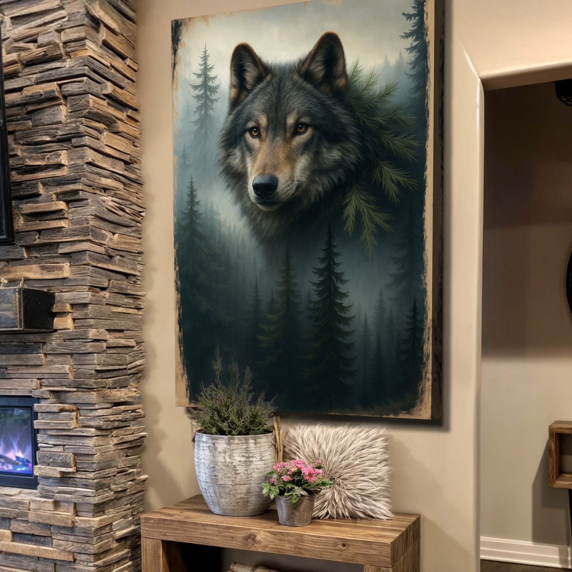 Wolf Doppelbelichtung Wandkunst V