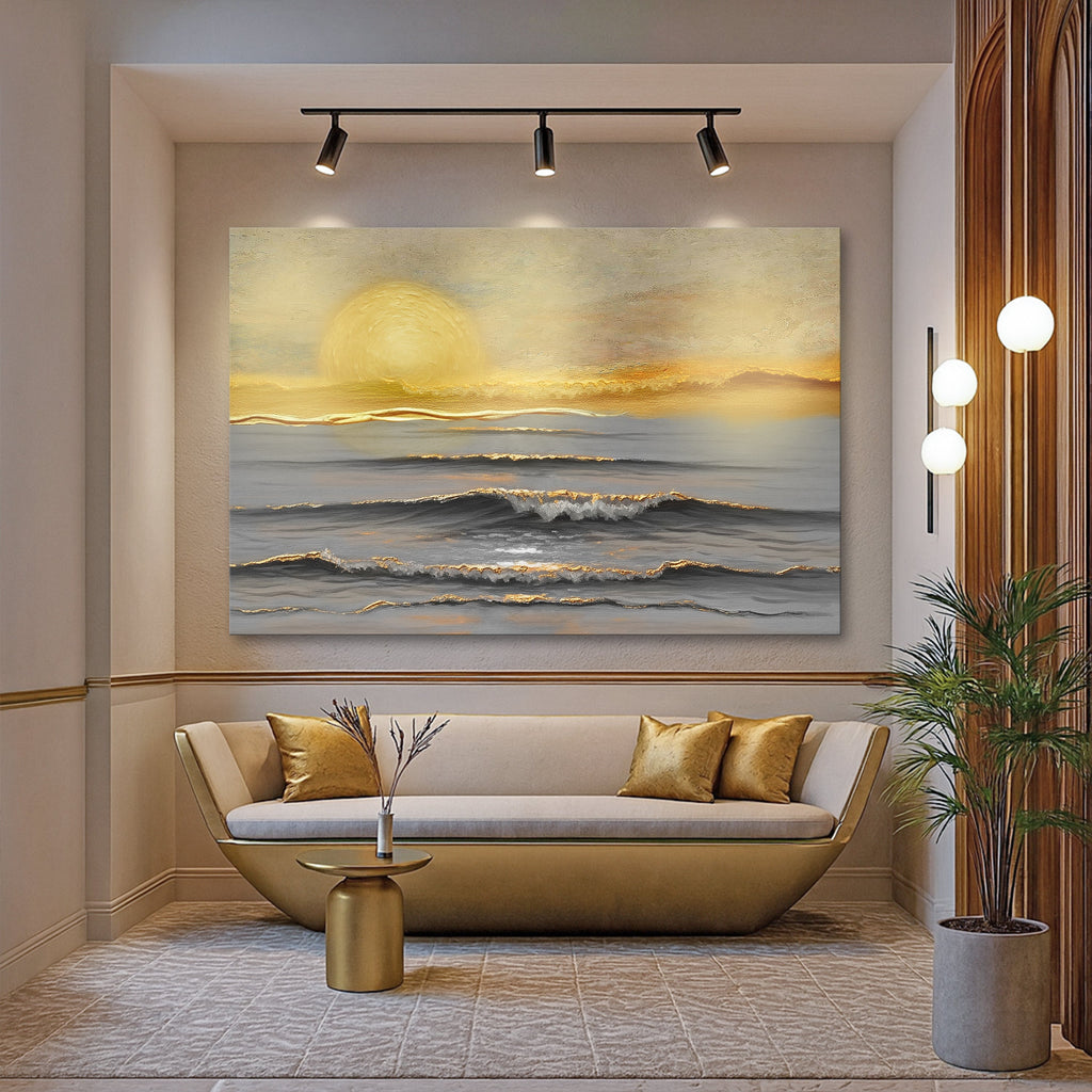 Goldener Horizont Ruhige Wandkunst