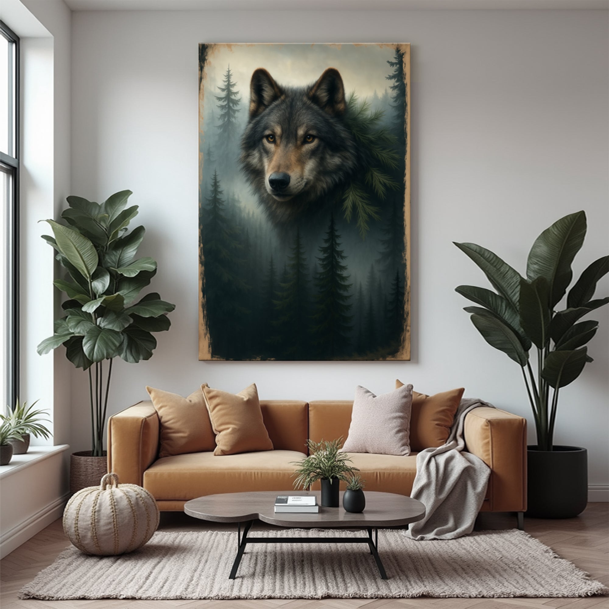 Wolf Doppelbelichtung Wandkunst V