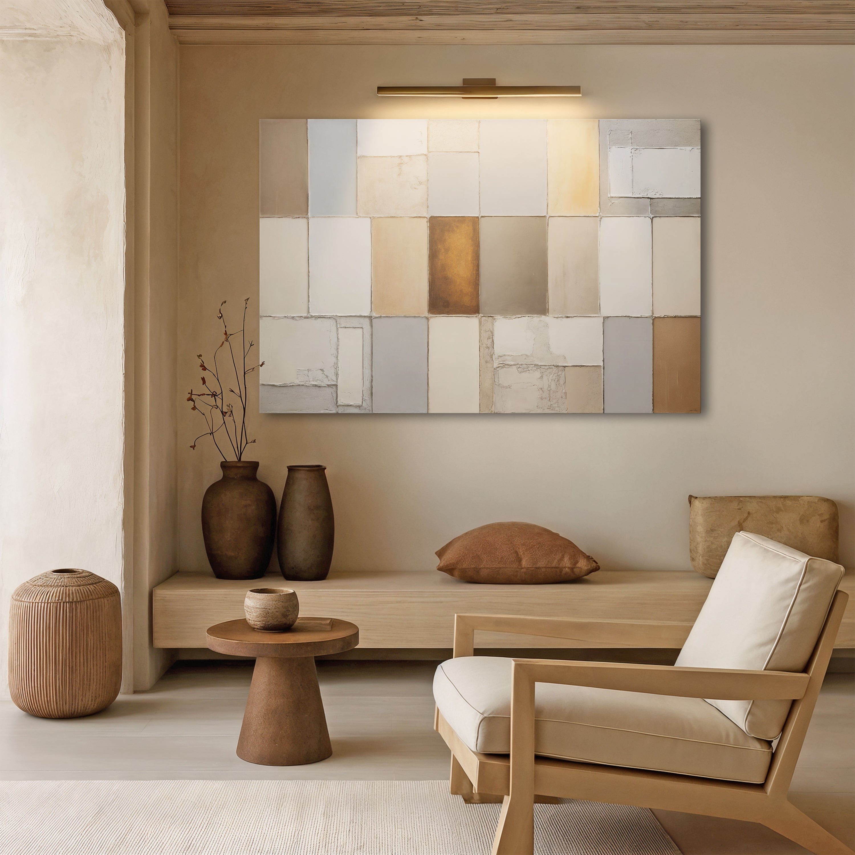 Erdtöne Patchwork Geometrische Wandkunst