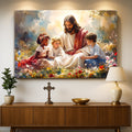 Jesus mit Kindern Glaube Wandkunst VIII