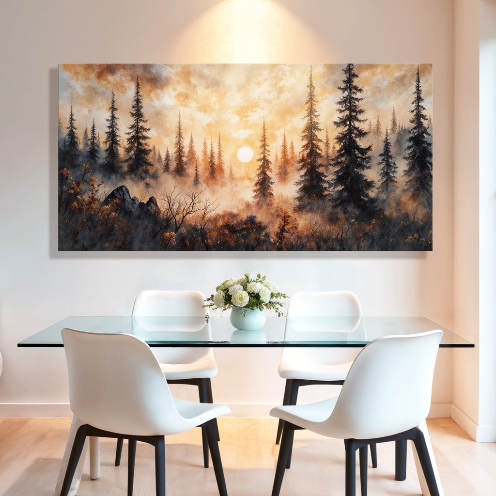 Wandbild „Rustikaler Waldsonnenuntergang“
