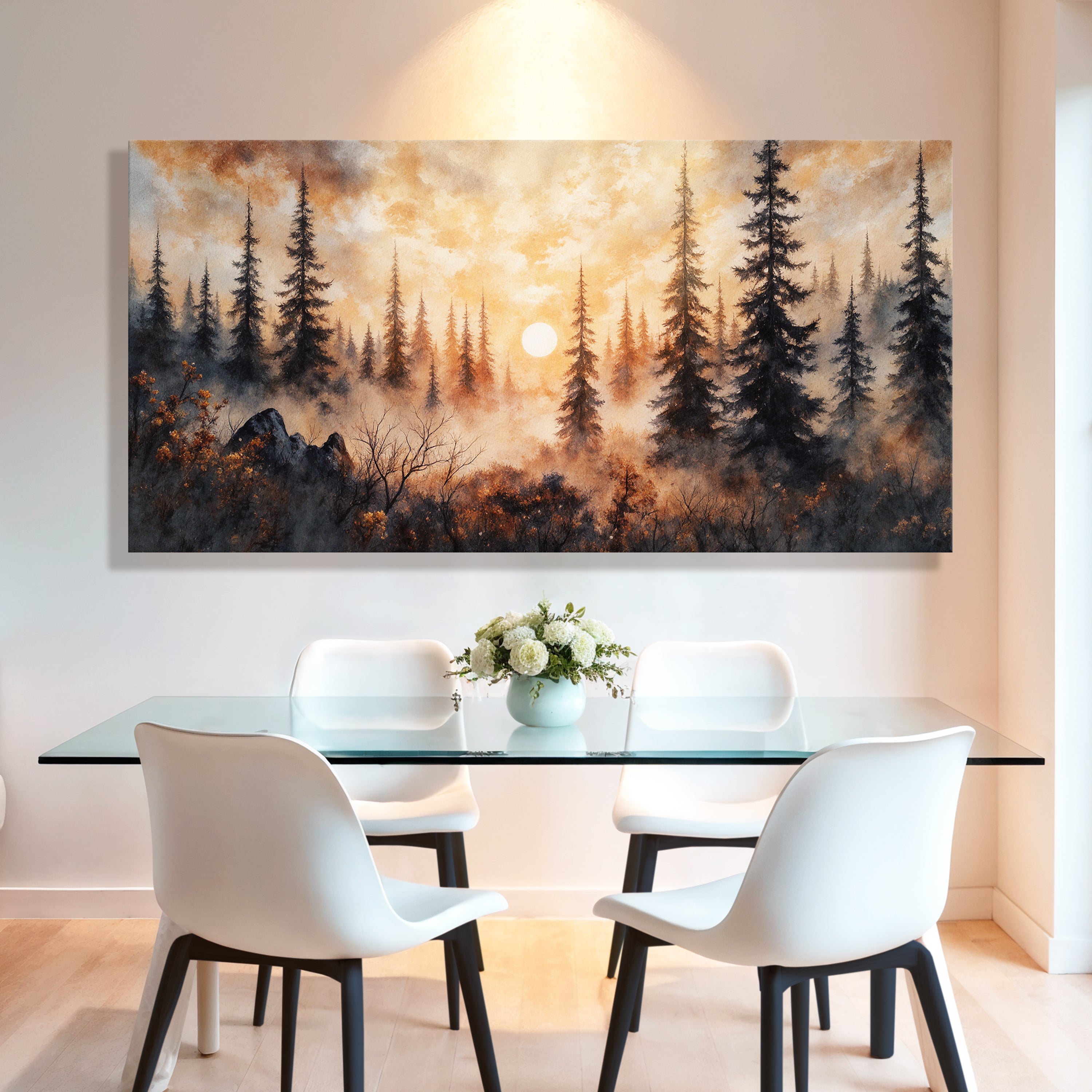 Wandbild „Rustikaler Waldsonnenuntergang“