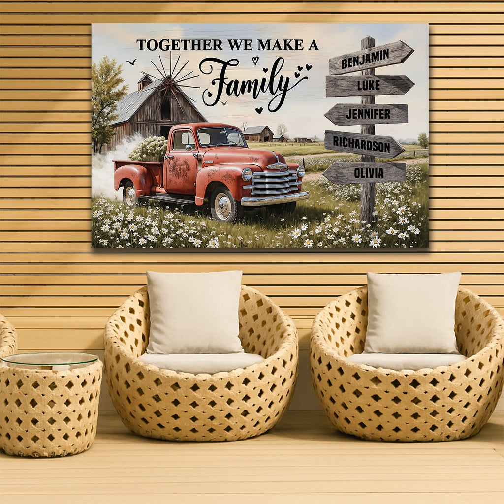 Personalisiertes Familien-Bauernhaus Alter Truck Wandbild