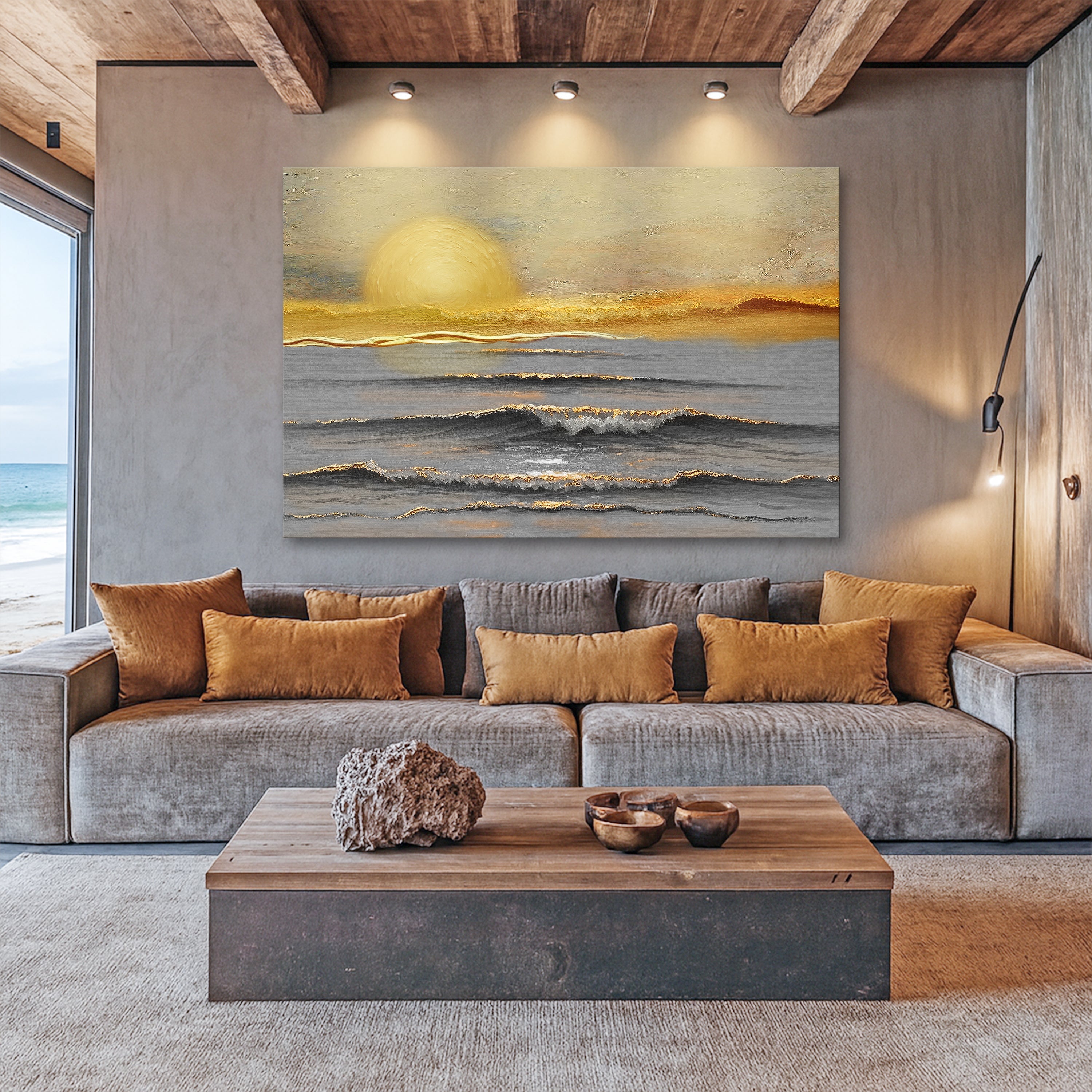Goldener Horizont Ruhige Wandkunst