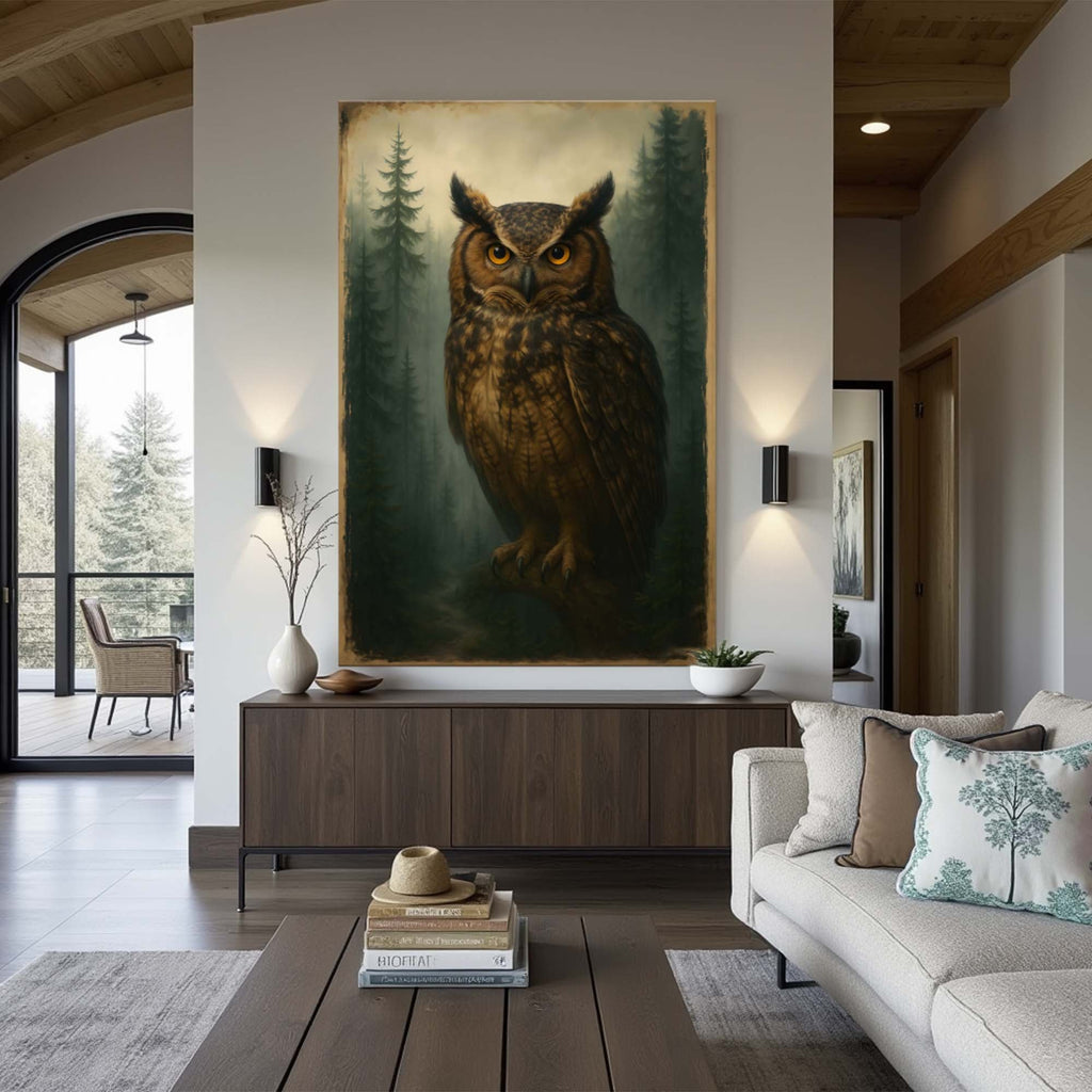 Uhu-Wandkunst „Wächter des Waldes“