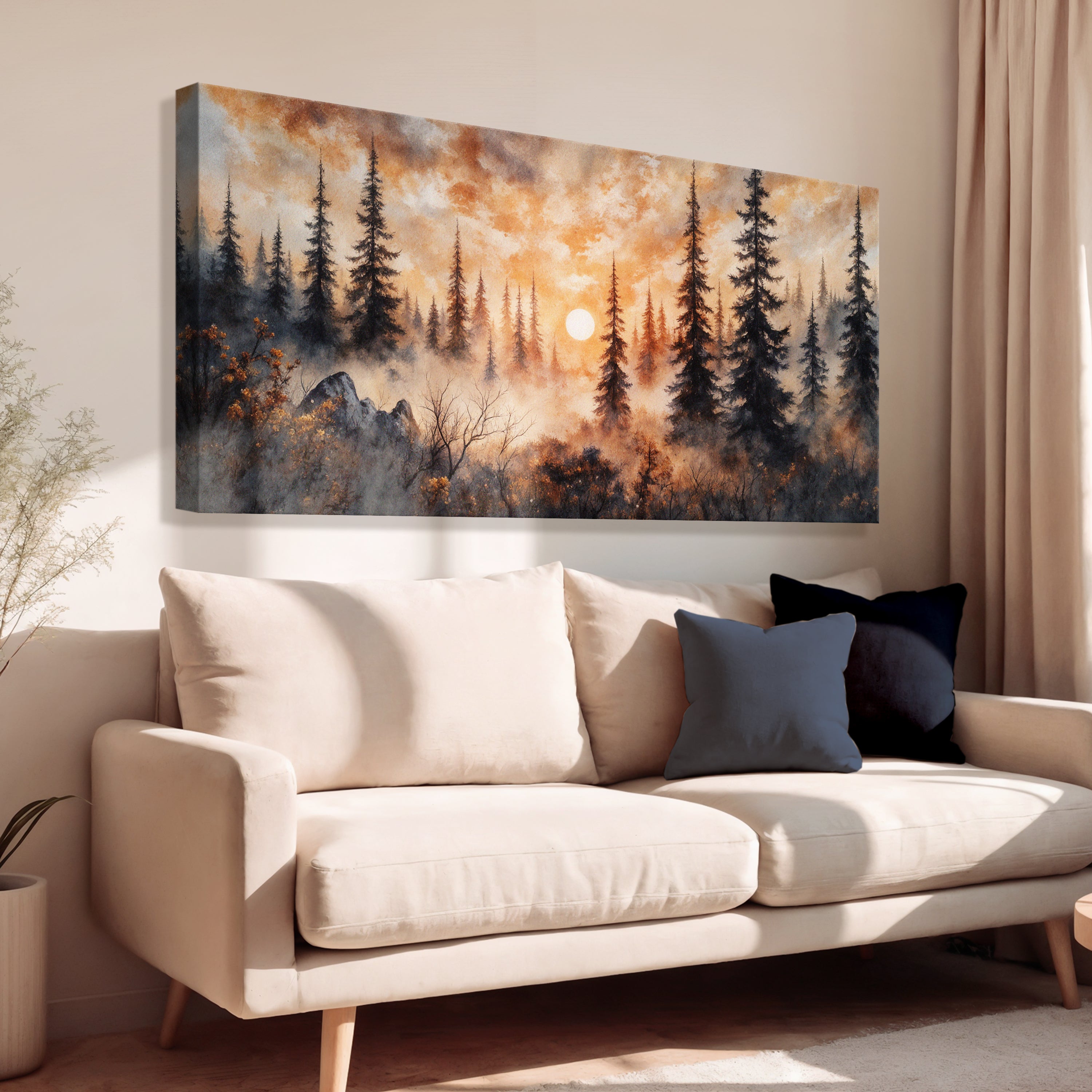 Wandbild „Rustikaler Waldsonnenuntergang“