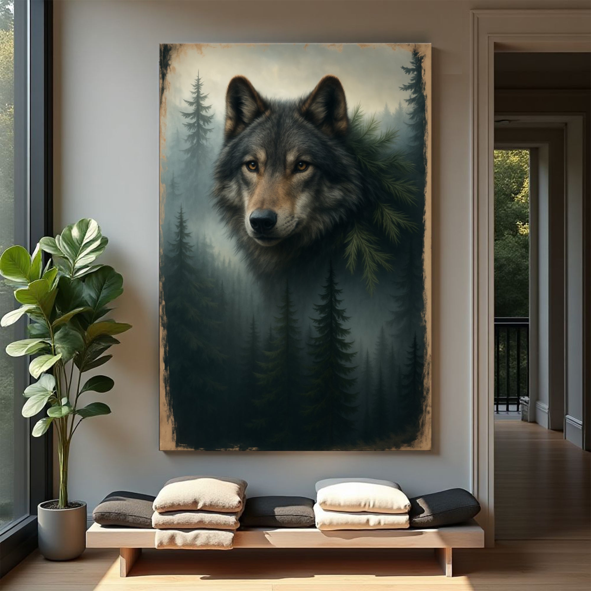 Wolf Doppelbelichtung Wandkunst V