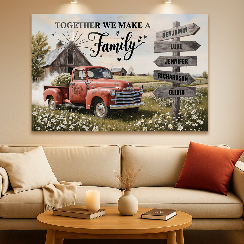 Personalisiertes Familien-Bauernhaus Alter Truck Wandbild