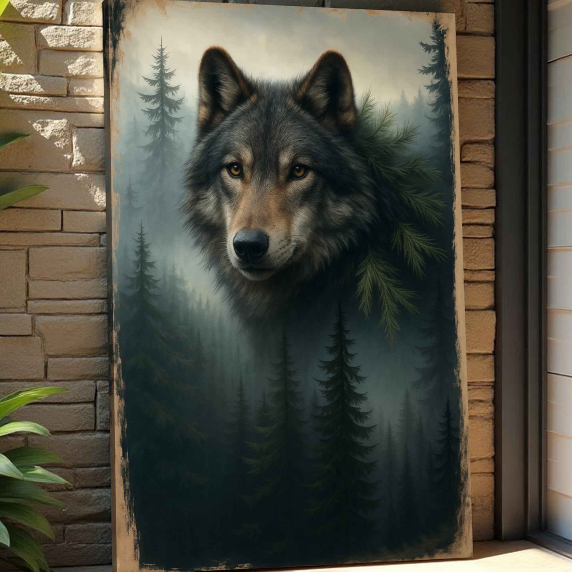 Wolf Doppelbelichtung Wandkunst V