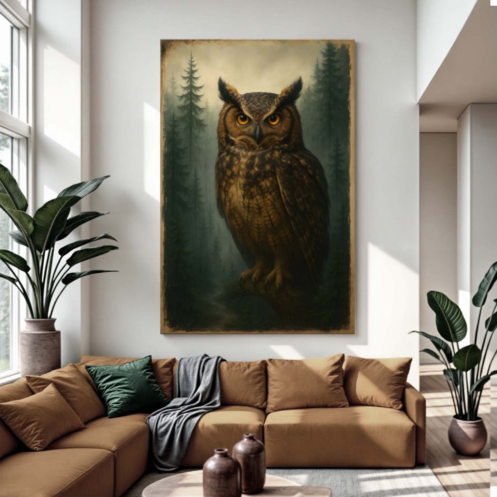 Uhu-Wandkunst „Wächter des Waldes“