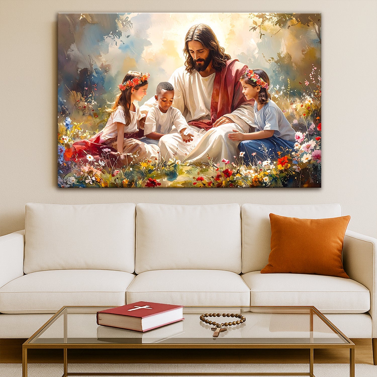 Jesus mit Kindern Glaube Wandbild IX