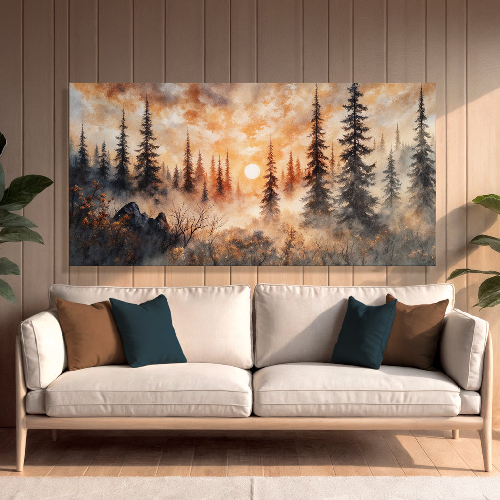 Wandbild „Rustikaler Waldsonnenuntergang“