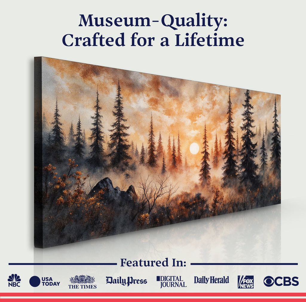 Wandbild „Rustikaler Waldsonnenuntergang“