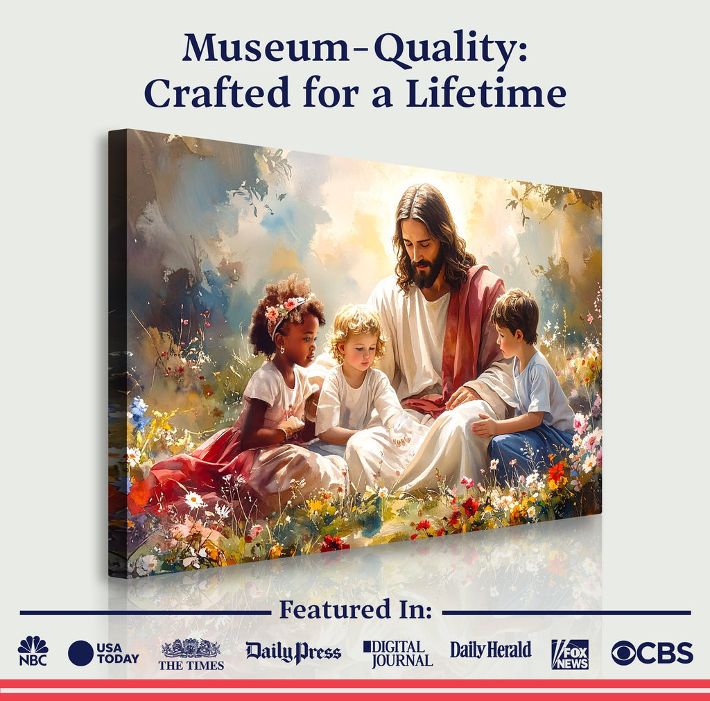 Jesus mit Kindern Glaube Wandkunst VIII