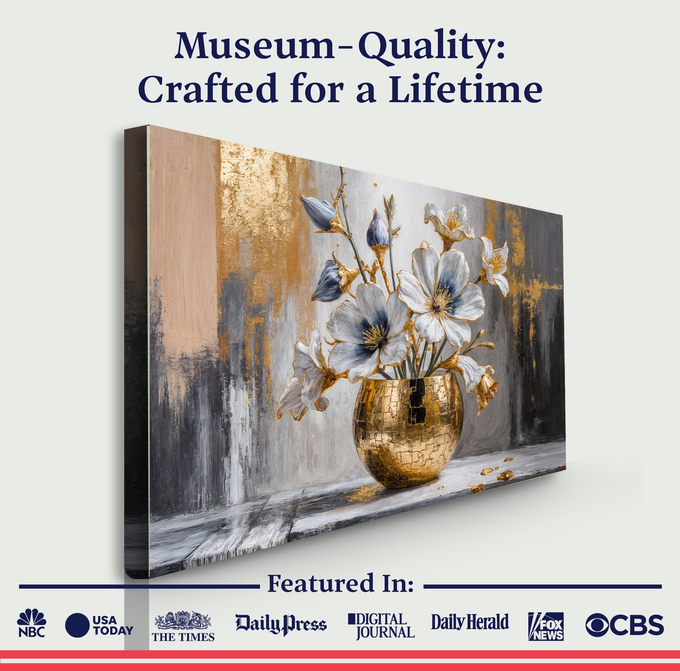 Magnolienblüte in Gold Abstrakte Wandkunst
