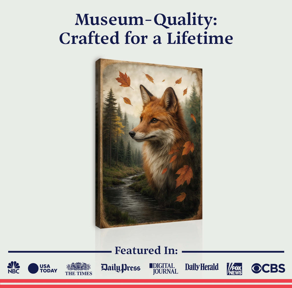 Herbst Fuchs Doppelbelichtung Wandkunst