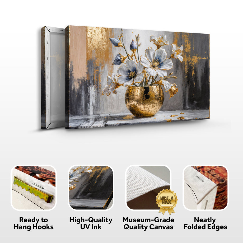 Magnolienblüte in Gold Abstrakte Wandkunst