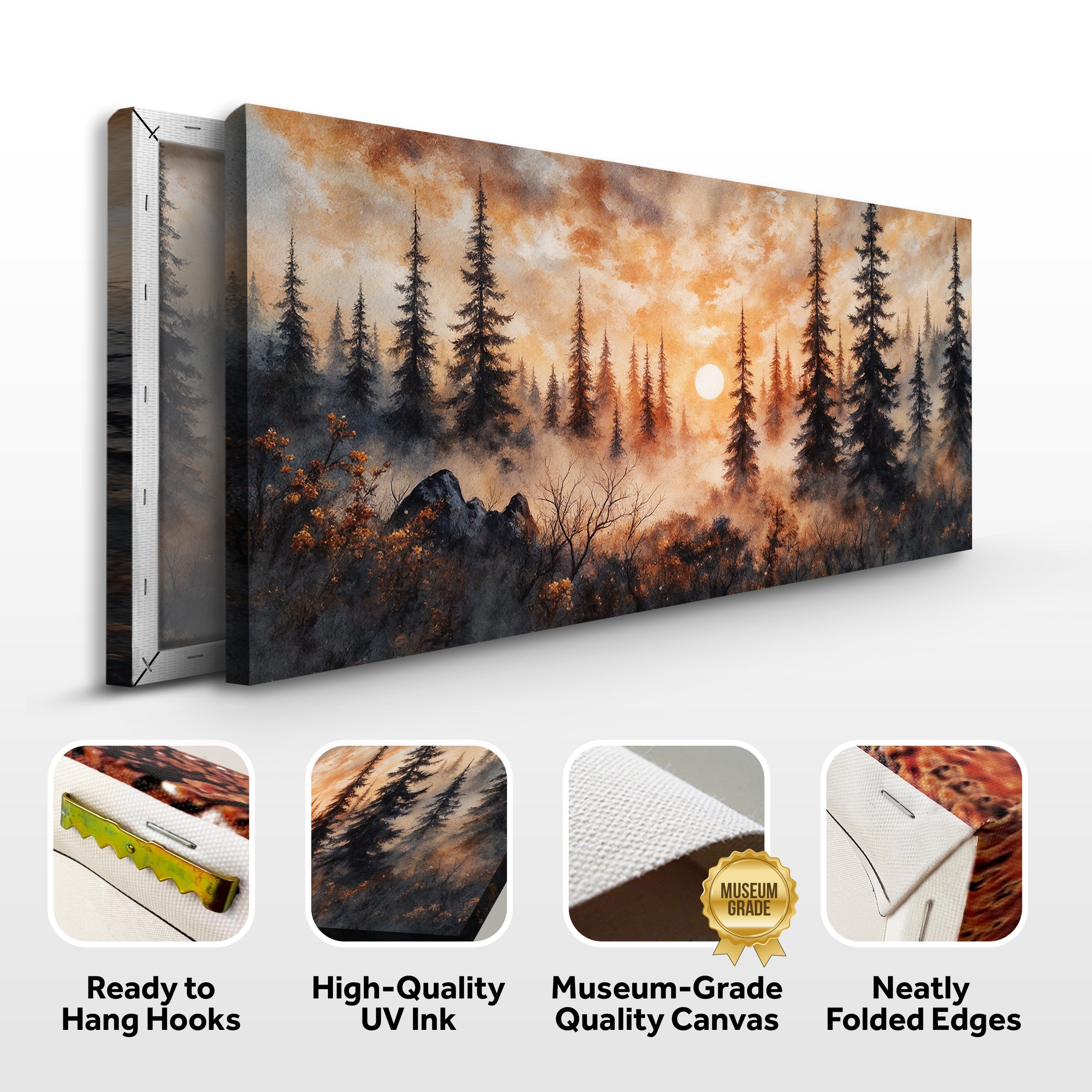 Wandbild „Rustikaler Waldsonnenuntergang“
