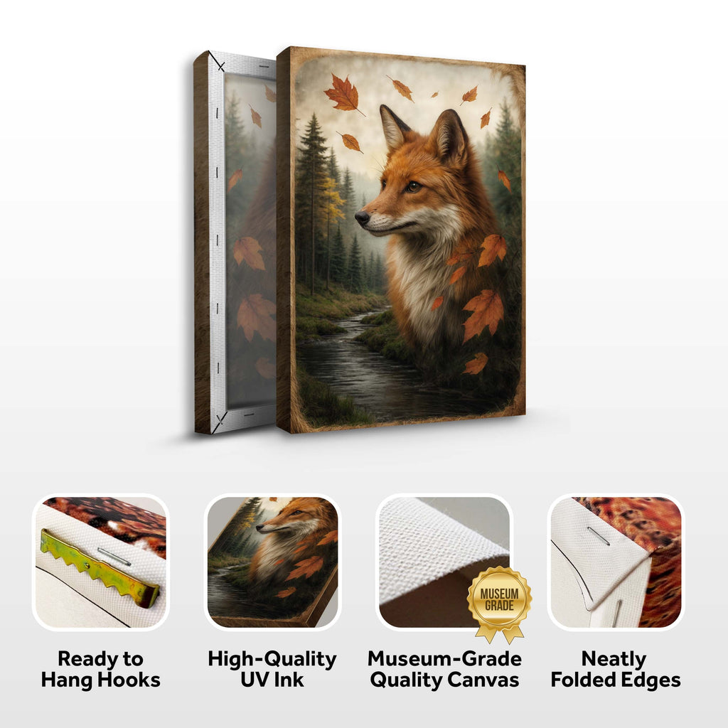 Herbst Fuchs Doppelbelichtung Wandkunst