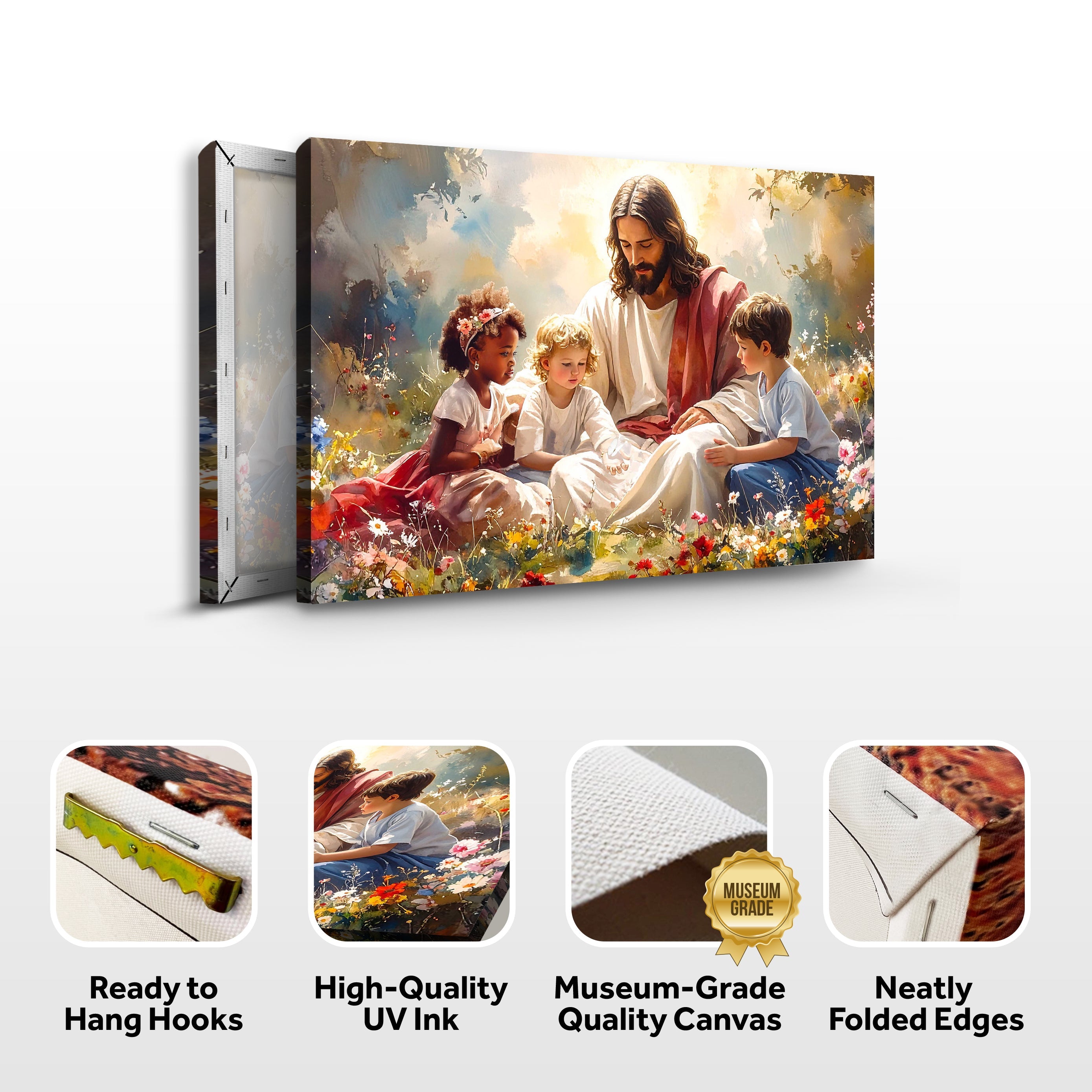 Jesus mit Kindern Glaube Wandkunst VIII